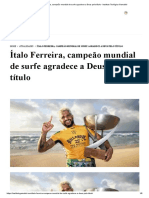 Ítalo Ferreira, Campeão Mundial de Surfe Agradece A Deus Pelo Título - Instituto Teológico Gamaliel PDF