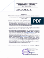 Pengumuman Seleksi Administrasi Tahap I