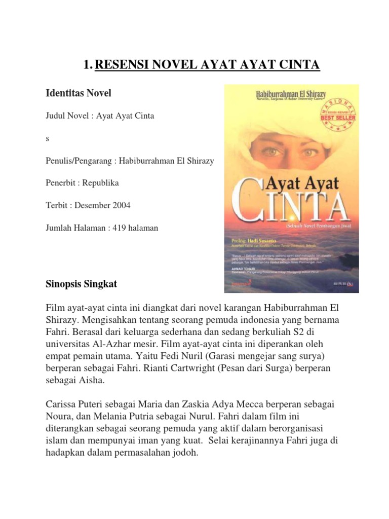 Resensi Novel Ayat Ayat Cinta
