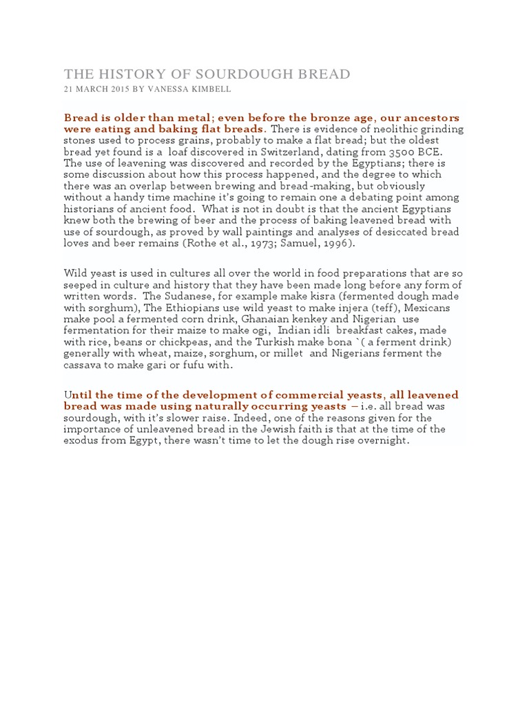 The History of Sourdough Bread PDF Sourdough Breads