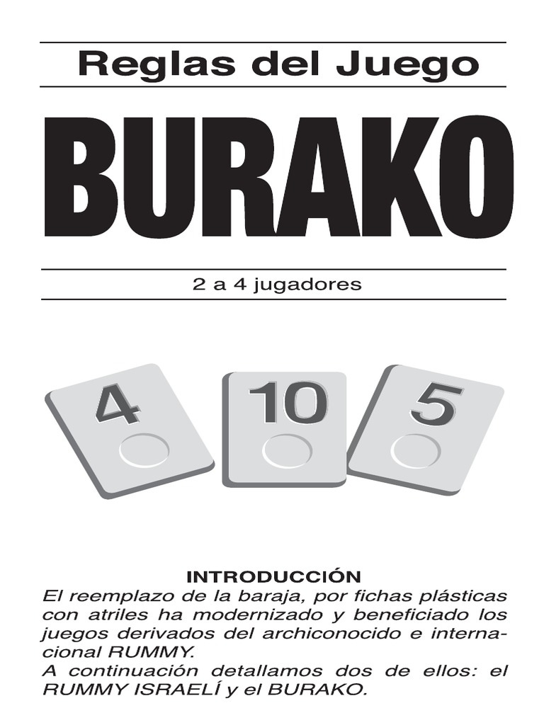Reglas de Juego - Rummy Burako Clásico y Profesional PDF | PDF