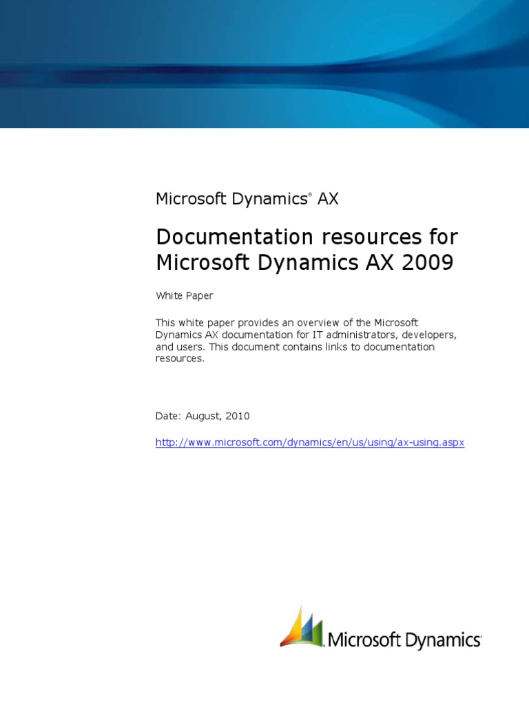 Microsoft Dynamics AX 2009 Documentation Resources PDF | PDF | Windows ...