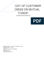 The Study of Customer Awareness On Mutual Funds