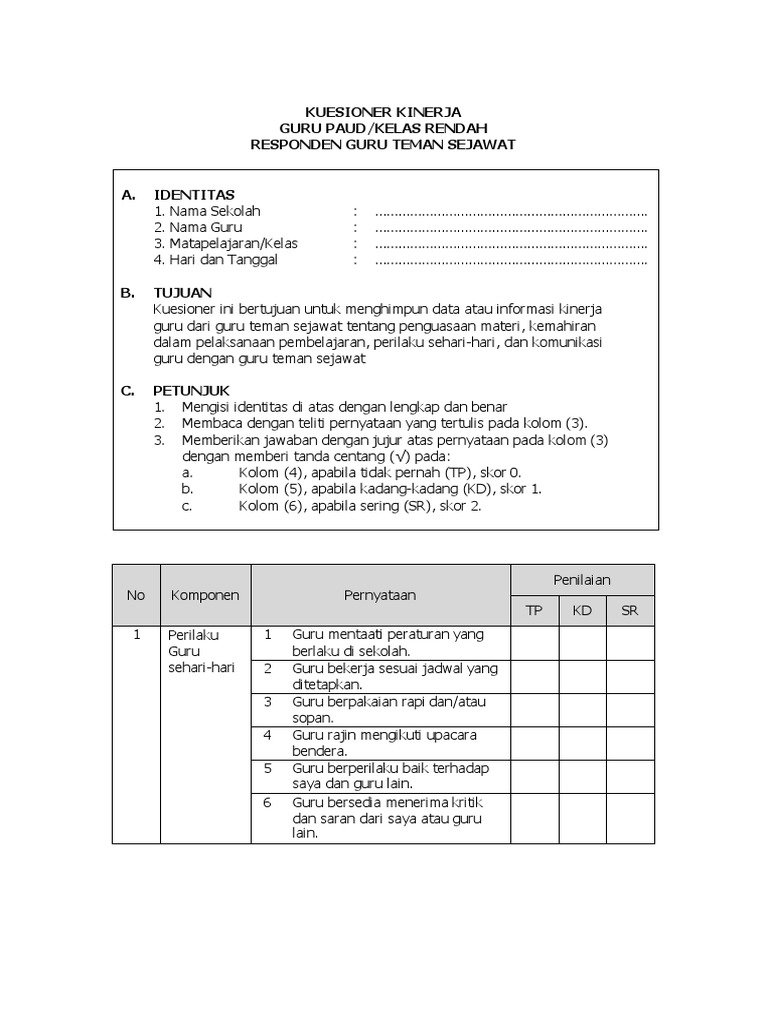 FORMAT PKG PAUD RESPONDEN GURU TEMAN SEJAWAT - KamiMadrasah - Blogspot ...