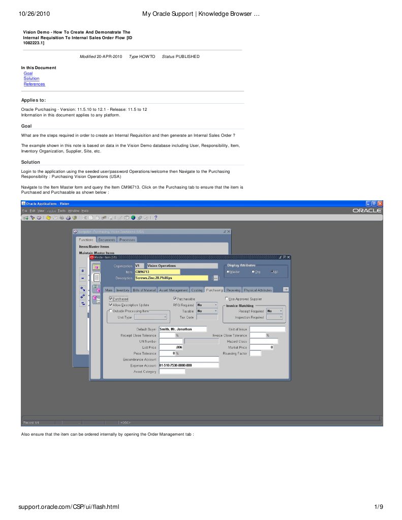 Internal Requisition to Sales Order Guide | PDF | Oracle Database ...