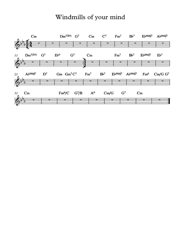 Windmills of Your Mind (Chord Sheet) PDF