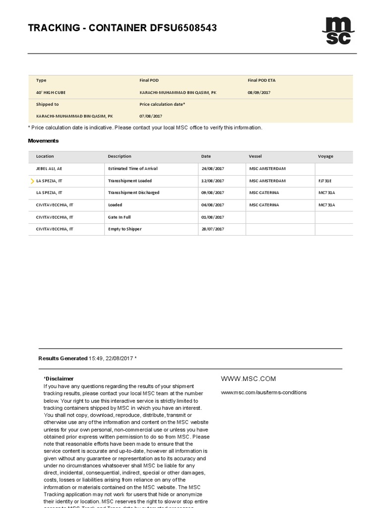 TrackingDFSU6508543 PDF | PDF | Business