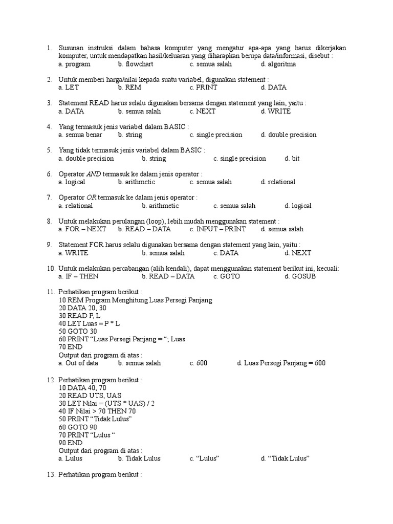 Pengantar Pemrograman BASIC | PDF