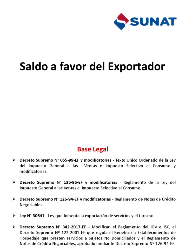 Saldo a Favor del Exportador y Normativa | PDF | Impuestos | Impuesto ...
