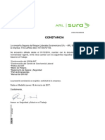 ARL SURA constancia afiliación TVG CARGO SAS requisitos SST