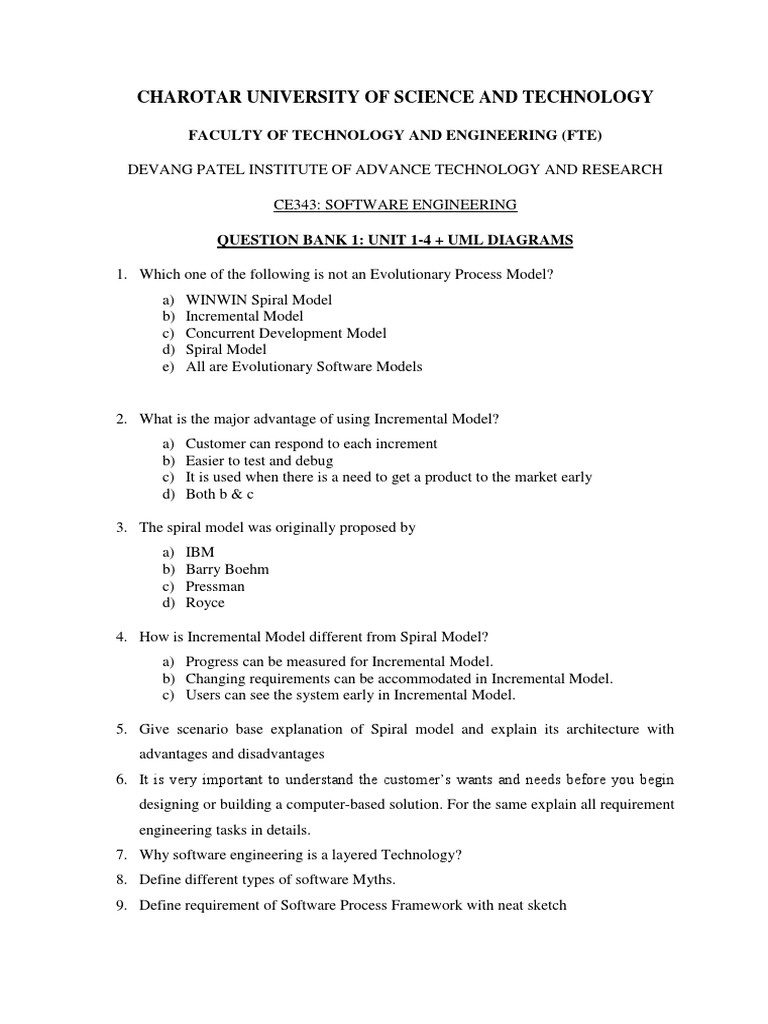 Question Bank 1-4 | PDF | Software Development | Software Development  Process