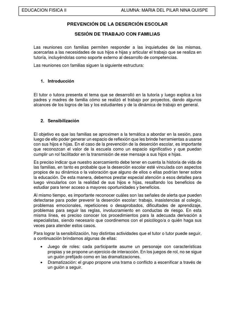 Sesión de Trabajo Desercion Escolar | PDF | Juegos de rol | La ...