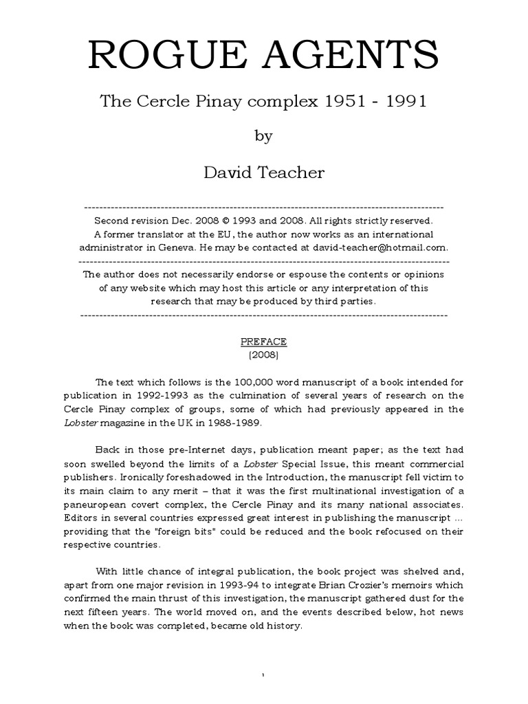 Rogue Agents The Cercle Pinay Complex 1951 1991 Politics Government