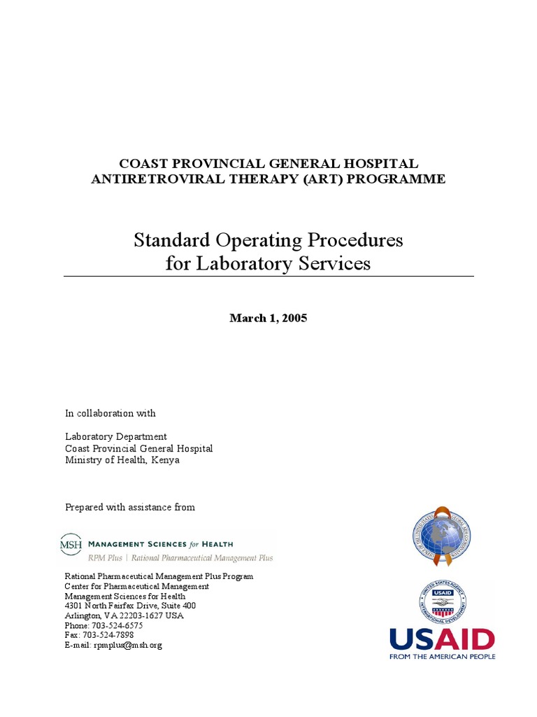 SOPs For Laboratory1 PDF PDF Medical Specialties Clinical Medicine