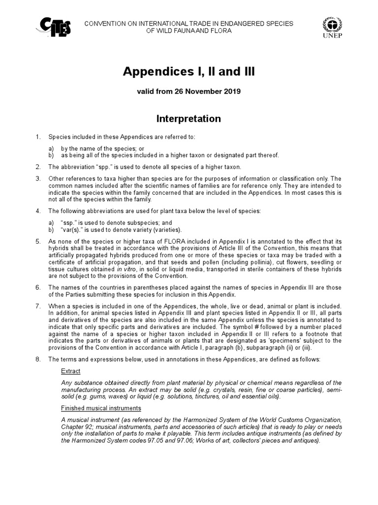 E Appendices 2019 11 26 PDF | PDF | Felidae | Cites