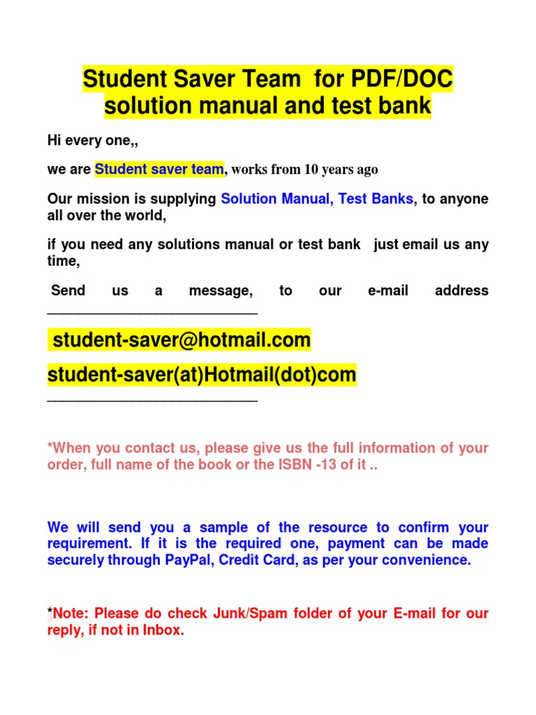 FUll List Test Bank and Solution Manual 2020-2021 (Student Saver Team ...