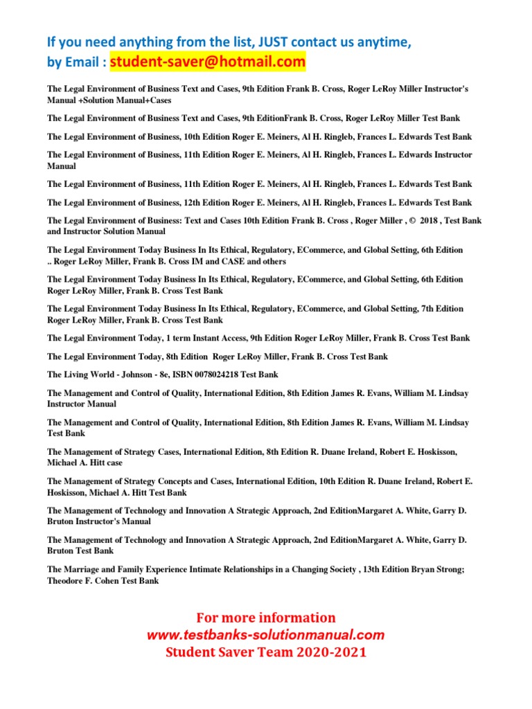 Full List Test Bank And Solution Manual 2020 2021 Student Saver Team Part 10 Psychotherapy Strategic Management