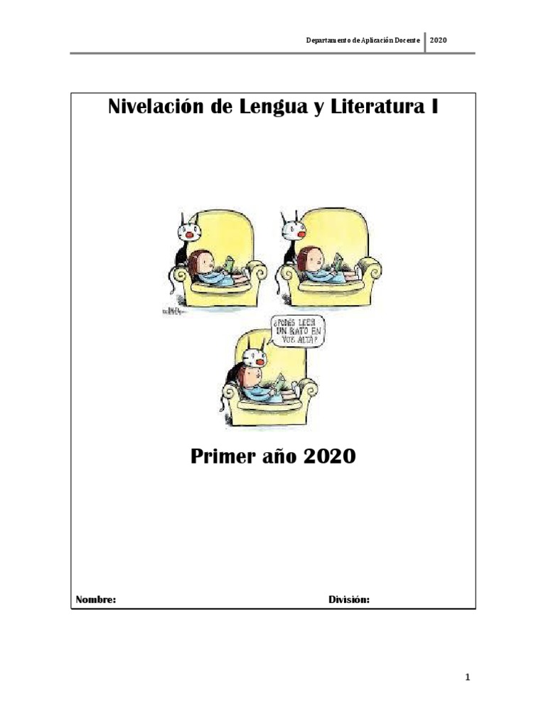 Cuadernillo Nivelacion de Lengua 1 Ano 2020 | PDF | Palabra | Oración ...