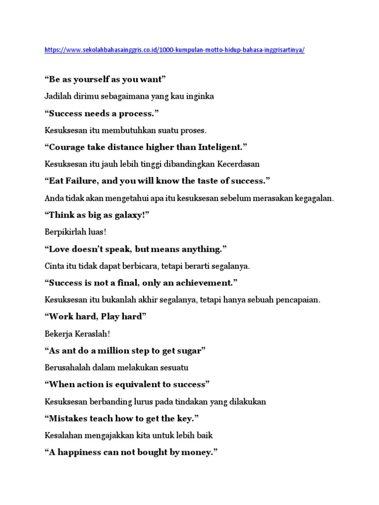 MOTTO and English | PDF | Karier & Perkembangan