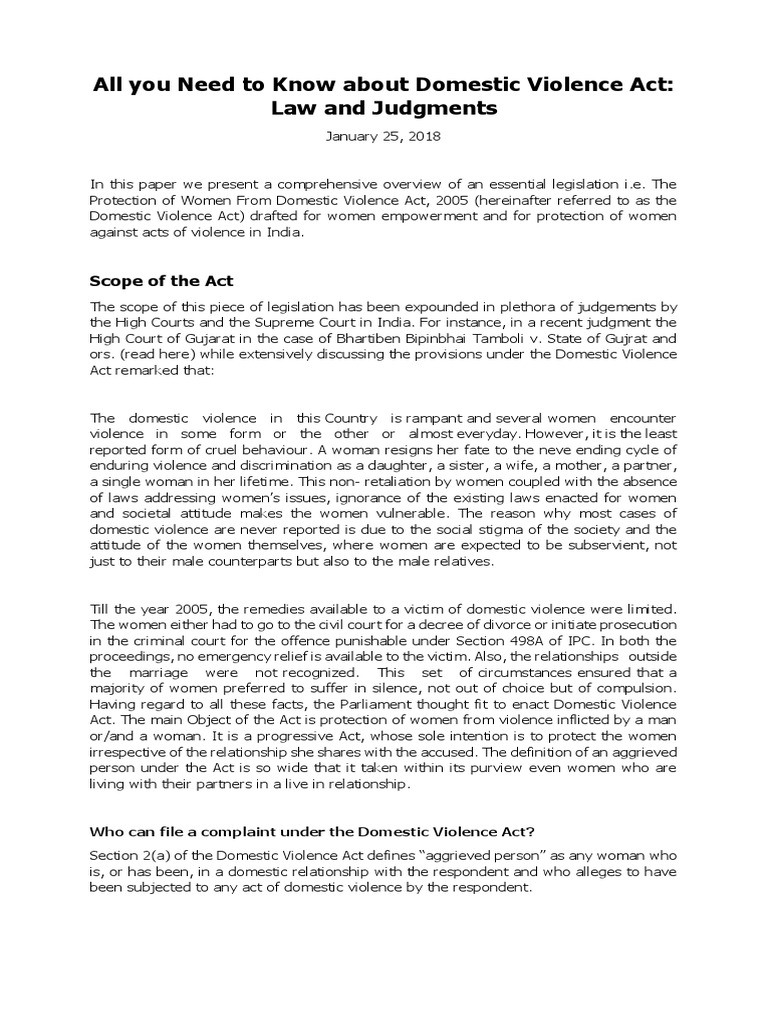All You Need To Know About Domestic Violence Act | PDF | Domestic ...