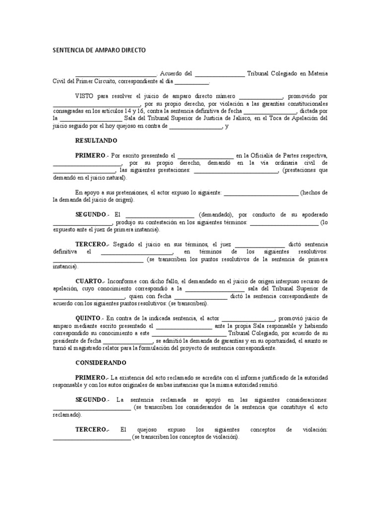 Sentencia de Amparo Directo | PDF | Sentencia (ley) | Caso de ley
