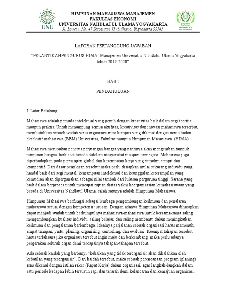 Contoh Lpj Pelantikan Hmm Unu Pdf