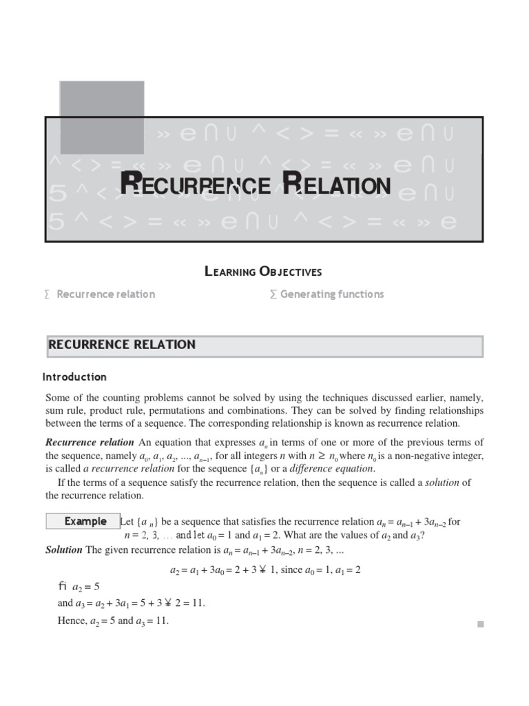 Recurrence Relations and Solutions | PDF | Recurrence Relation ...