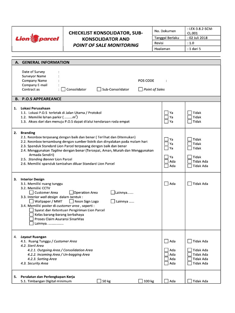 Form Checklist Pos - Subcons - Cons PDF | PDF