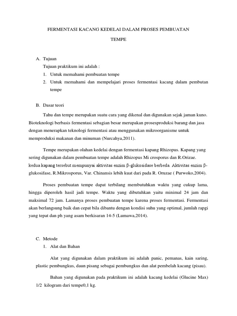 LAPORAN PEMBUATAN TEMPE