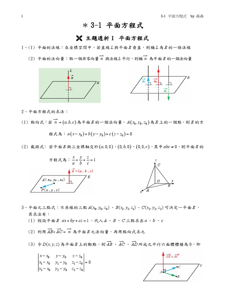 3 1 平面方程式