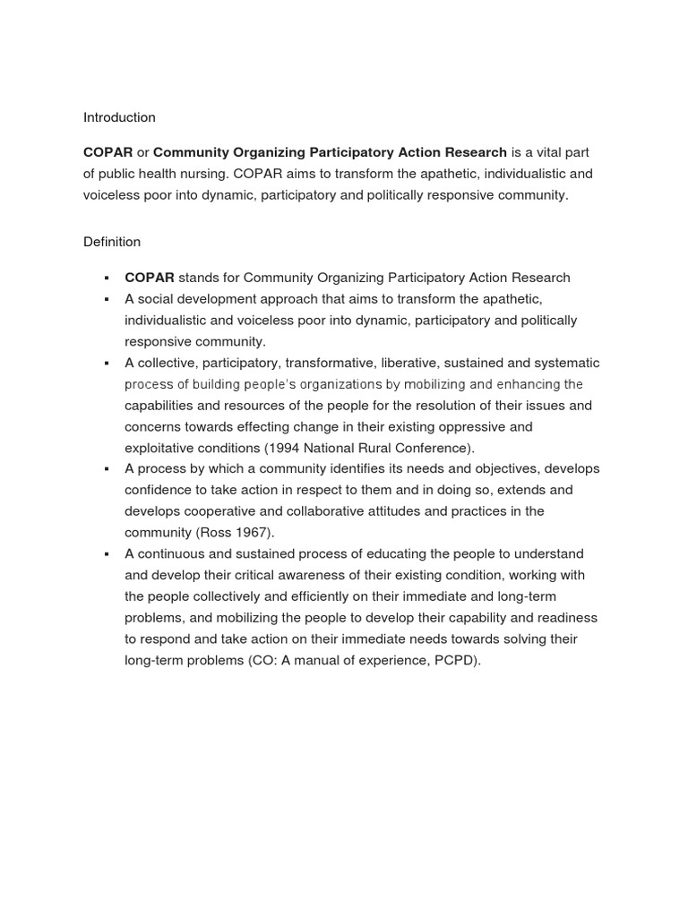 Copar | PDF | Participatory Action Research | Community