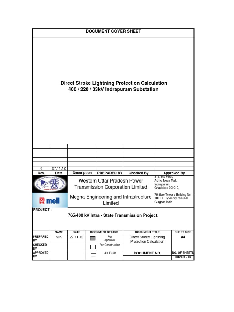 direct stroke lightning protection calculations