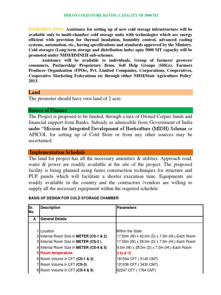 5000 MT Cold Storage Project Report | PDF | Working Capital | Net Income
