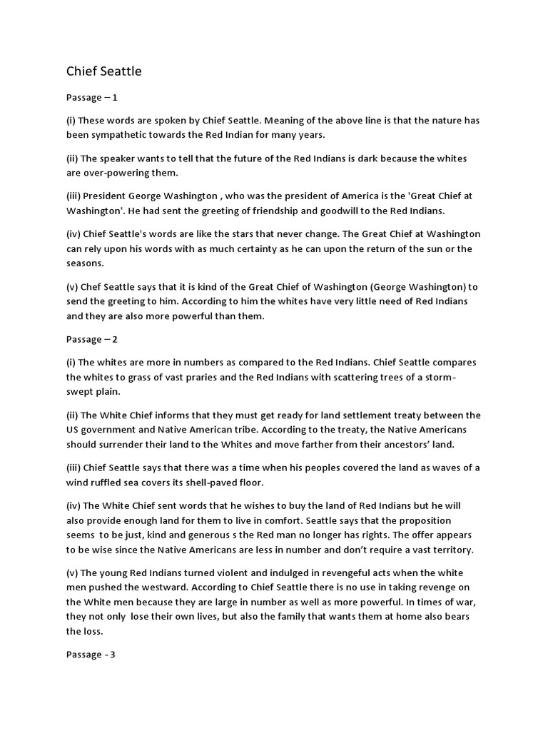 Chief Seattle's Message to the Whites | PDF | Native Americans In The ...