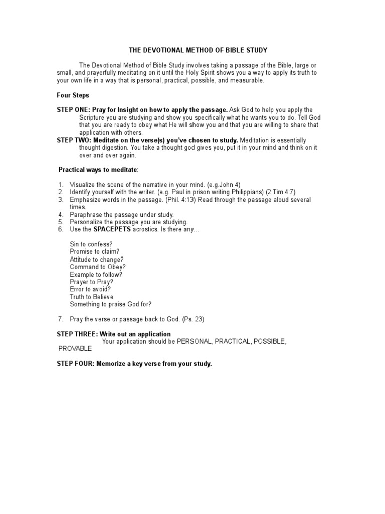 Devotional Method for Bible Study | PDF