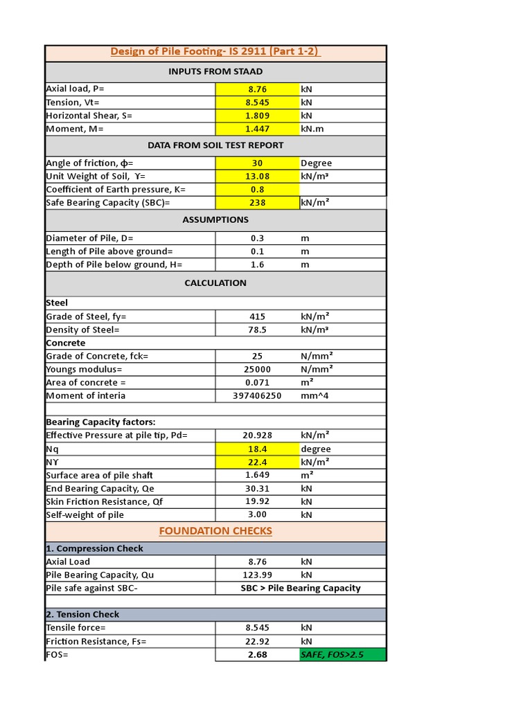 Pile Foundation Design 1 Pdf Deep Foundation Friction