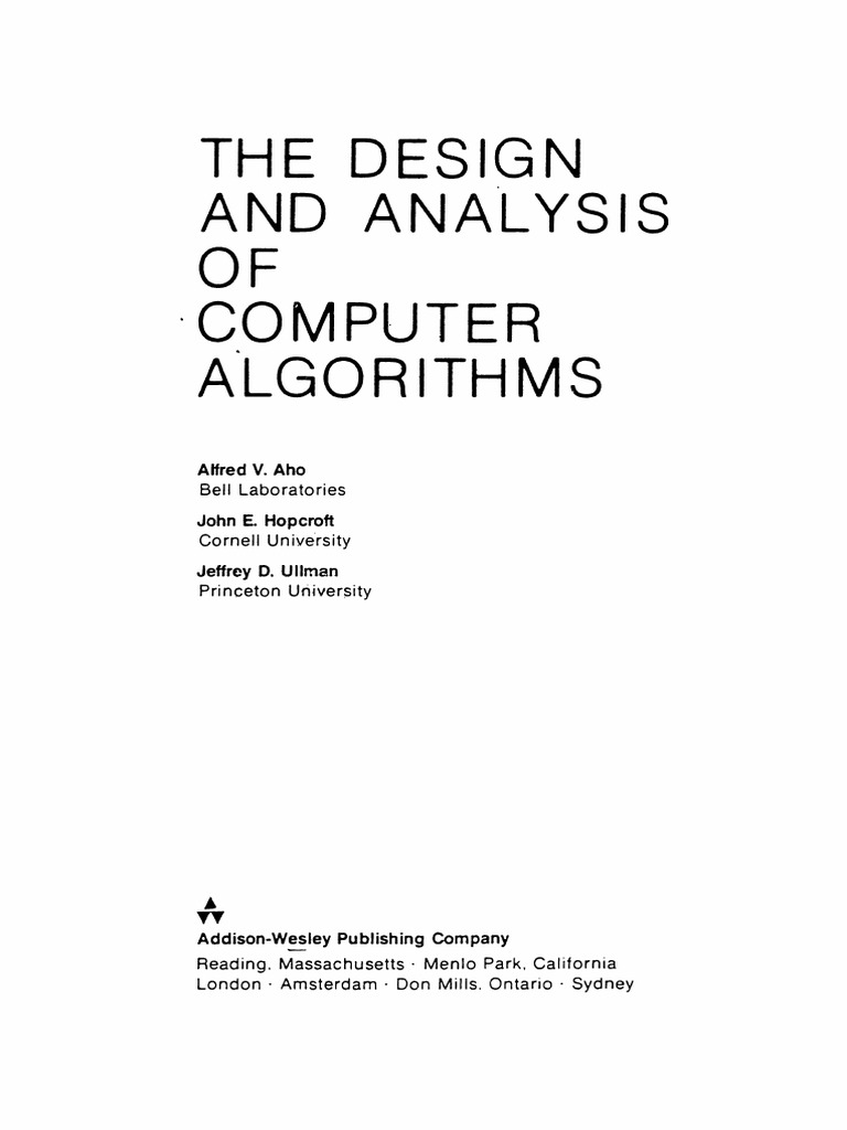 The Design and Analysis of Computer Algorithms (Aho
