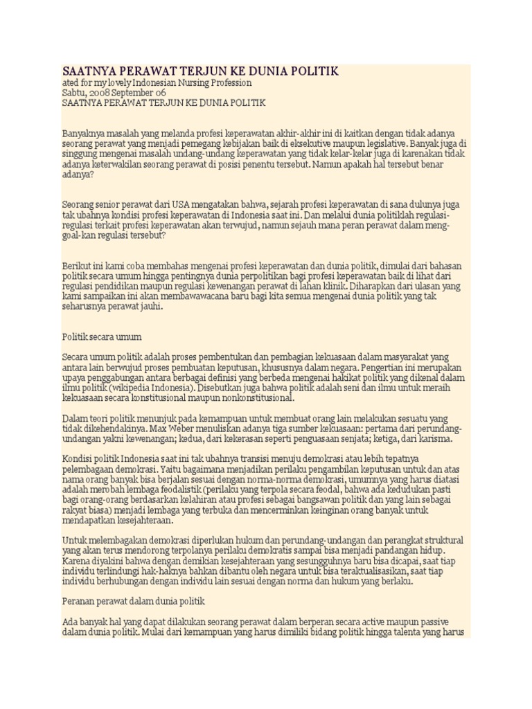 Contoh Keperawatan Dalam Bidang Politik Pdf