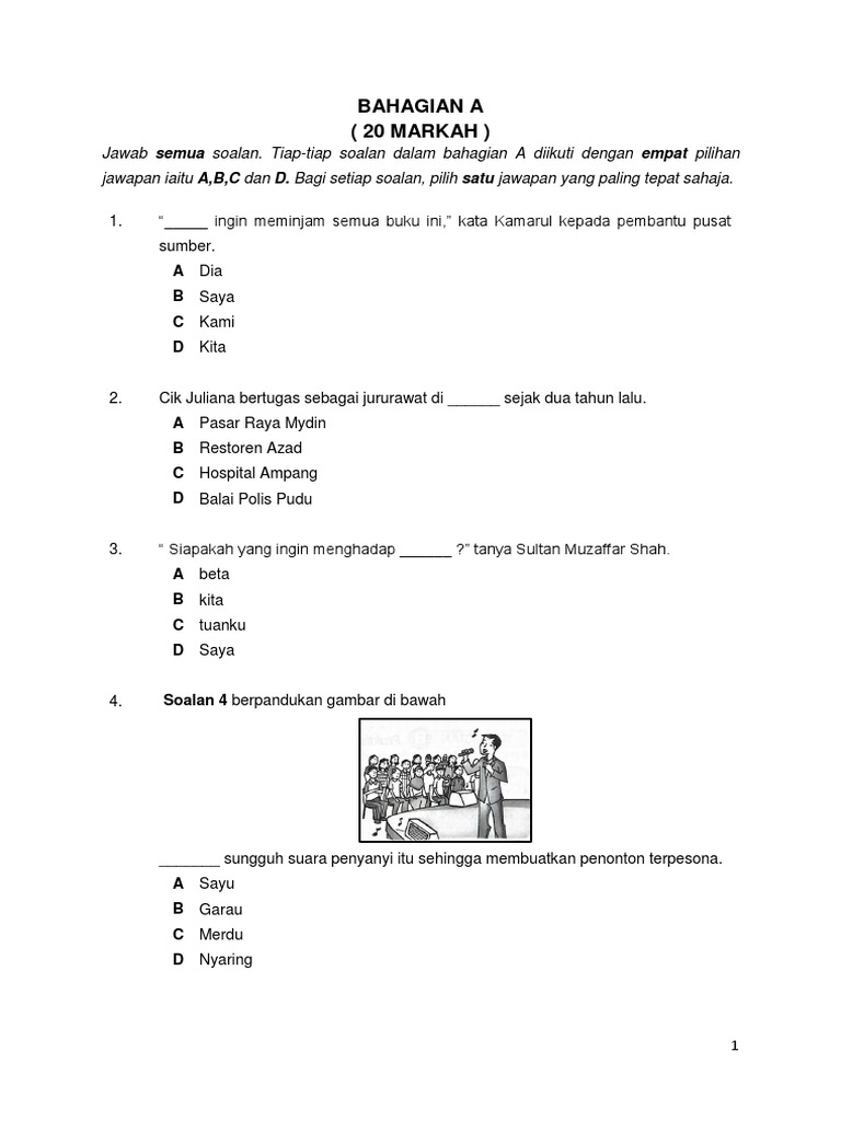 Ujian Sumatif 1 Bahasa Melayu Pemahaman Tahun 5 2019 Pdf