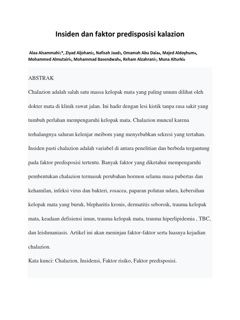 Insiden Dan Faktor Predisposisi Kalazion PDF
