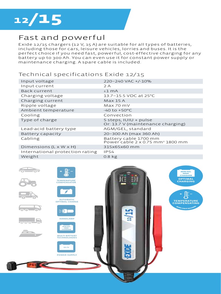 Exide Chargers Manual PDF PDF Battery Charger Galvanic Cells