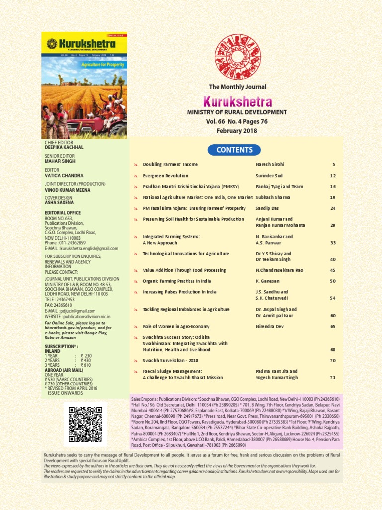 Kurukshetra Magazine PDF PDF Green Revolution Food Security