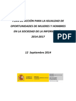 Plan de Acción Igualdad de Oportunidades Sociedad de La Información 2014 2017