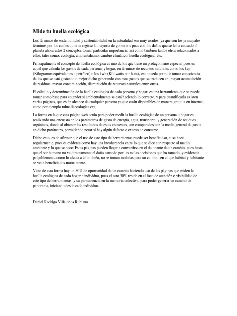 Calcula tu huella ecológica personal | PDF | Ecología | Residuos