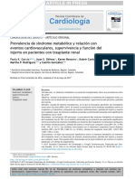 Prevalencia de Síndrome Metabólico y Relación Con Eventos Cardiovasculares, Supervivencia y Función Delinjerto en Pacientes Con Trasplante Renal