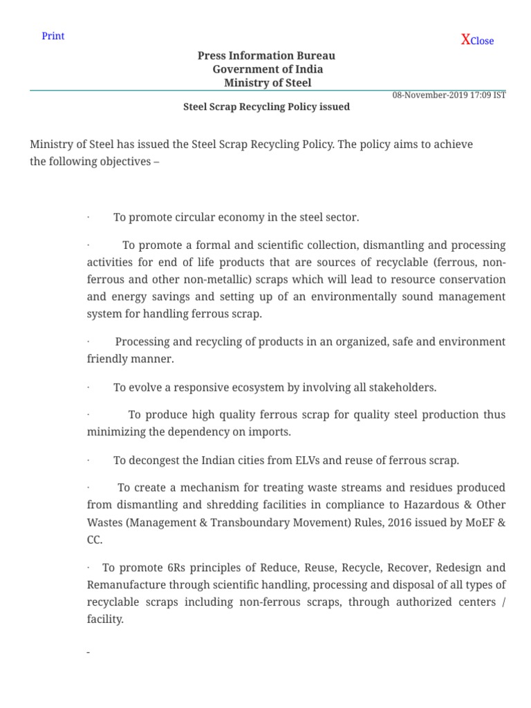 steel-scrap-recycling-policy-issued-pdf-pdf-scrap-steelmaking