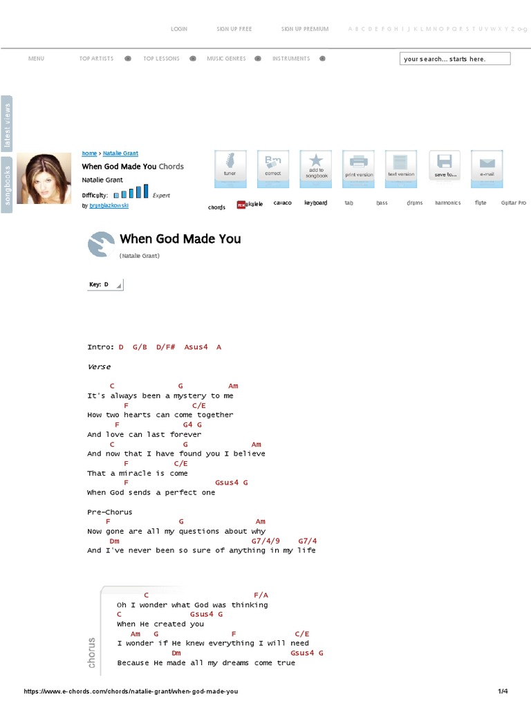 WHEN GOD MADE YOU Chords - Natalie Grant - E-Chords PDF | PDF 