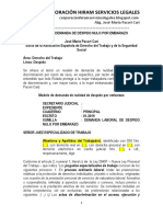 Modelo Demanda Despido Nulo Embarazo - Autor José María Pacori Cari