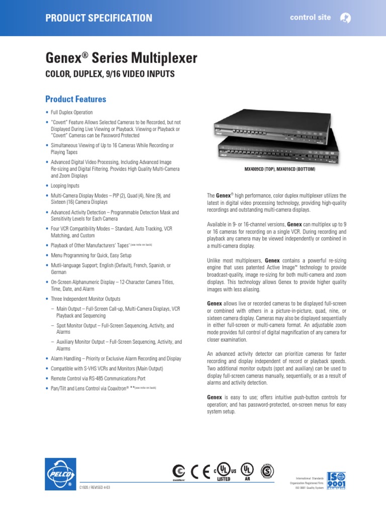 64 - MX4009&MX4016 Multiplexer | PDF | Videocassette Recorder | Video