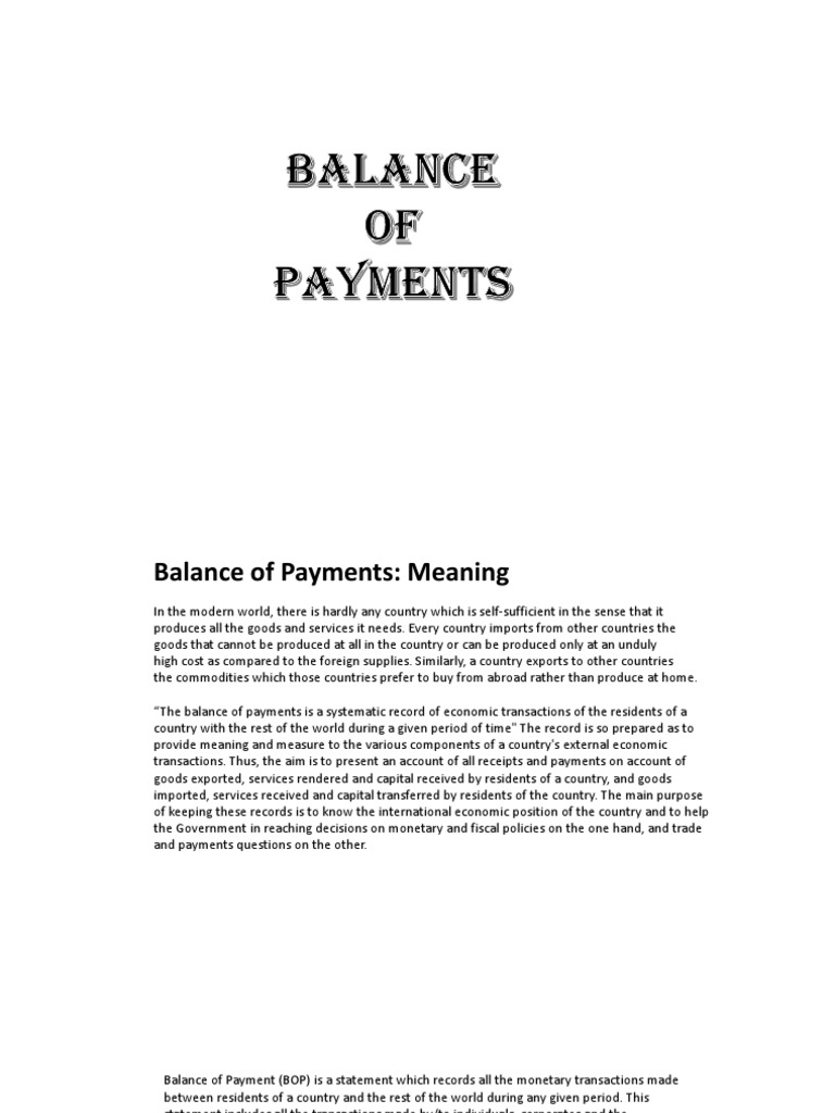 Understanding Balance of Payments Basics | PDF | Current Account ...